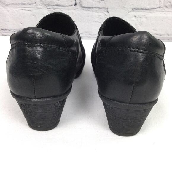 Earth Origins Madison Round Toe Chunky Heel Black Leather Slip On Women's Size 7 - Picture 5 of 13